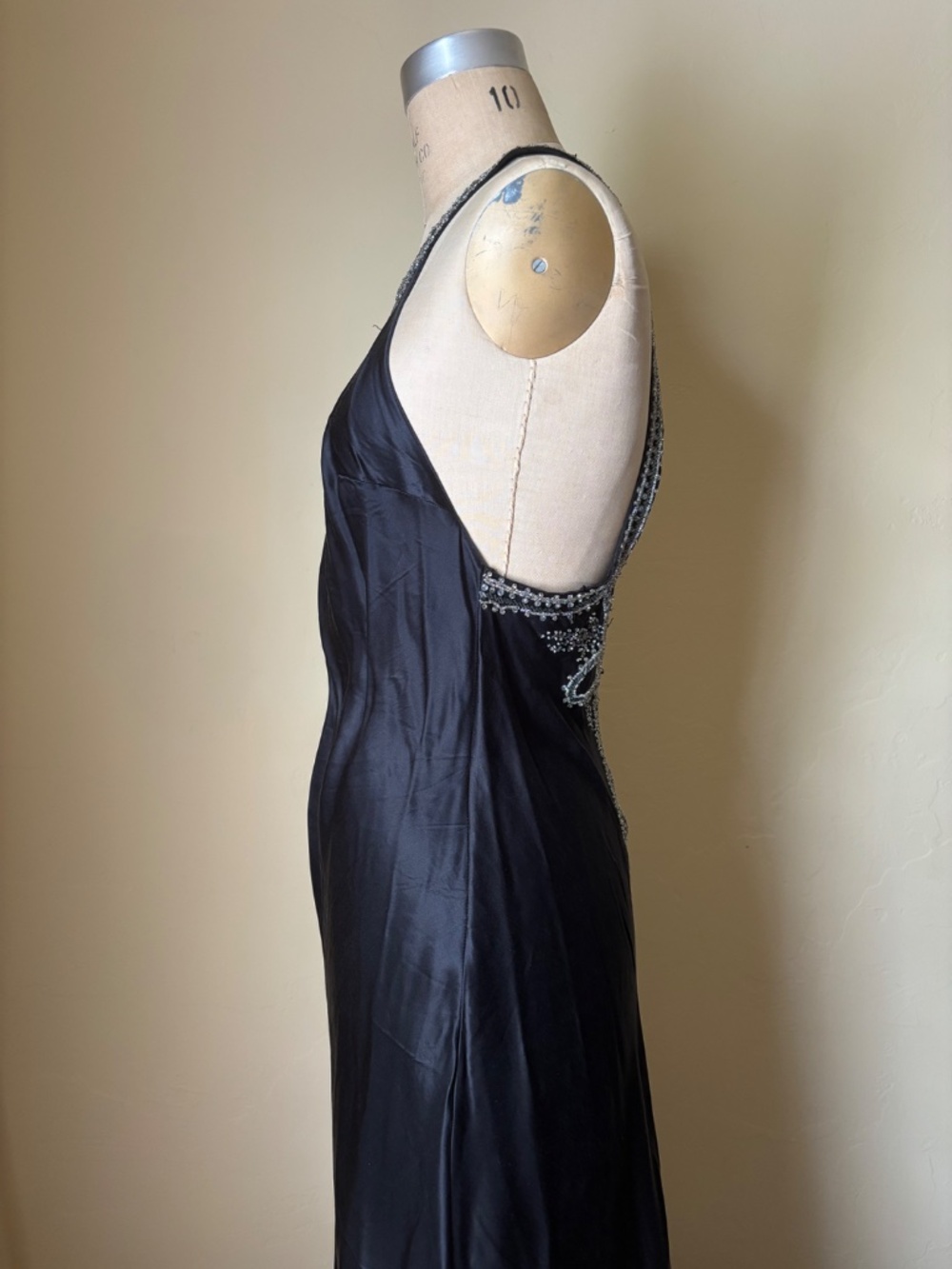 Vintage Y2K VICTORIA'S SECRET 100 SILK Low Back Halter SLIP DRESS Embroidered SM - Picture 7 of 11